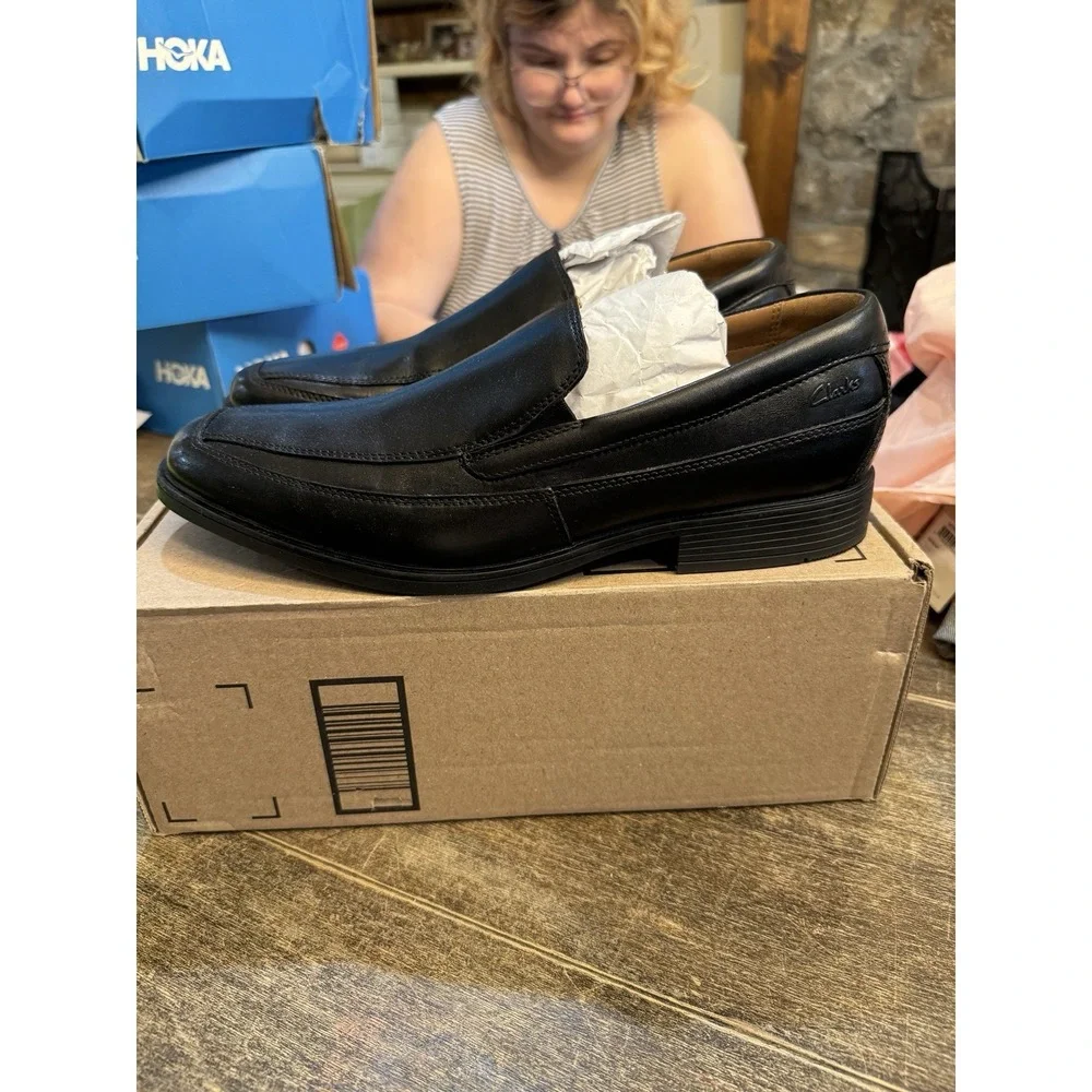 Clarks‎ Tilden Free Slip-On Black Loafer Size 9.5 Leather